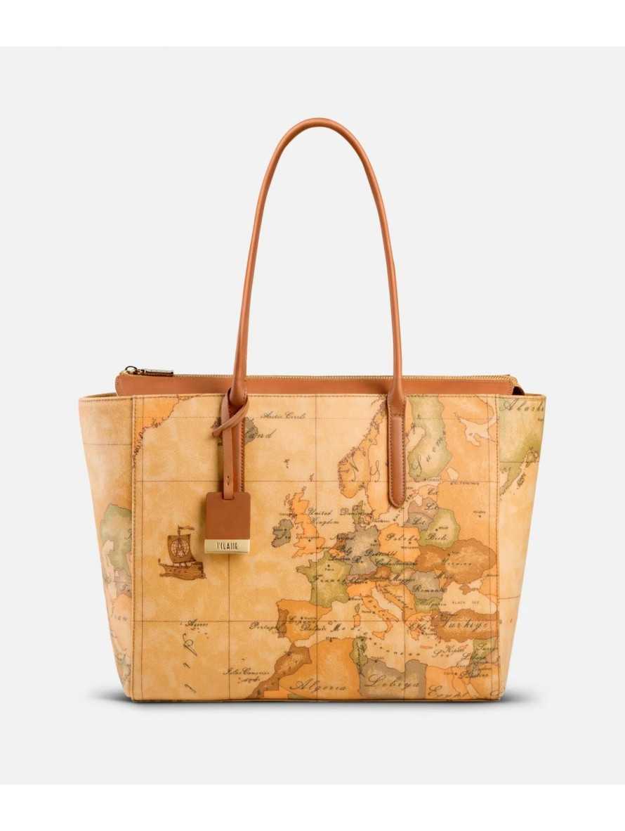 Alviero Martini - Women's shopper bag in leather and technical material-Shopper bags-LaScarpaShop